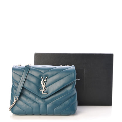 Saint Laurent Calfskin Y Quilted Monogram Small Loulou Chain Satchel Green 9 of 9