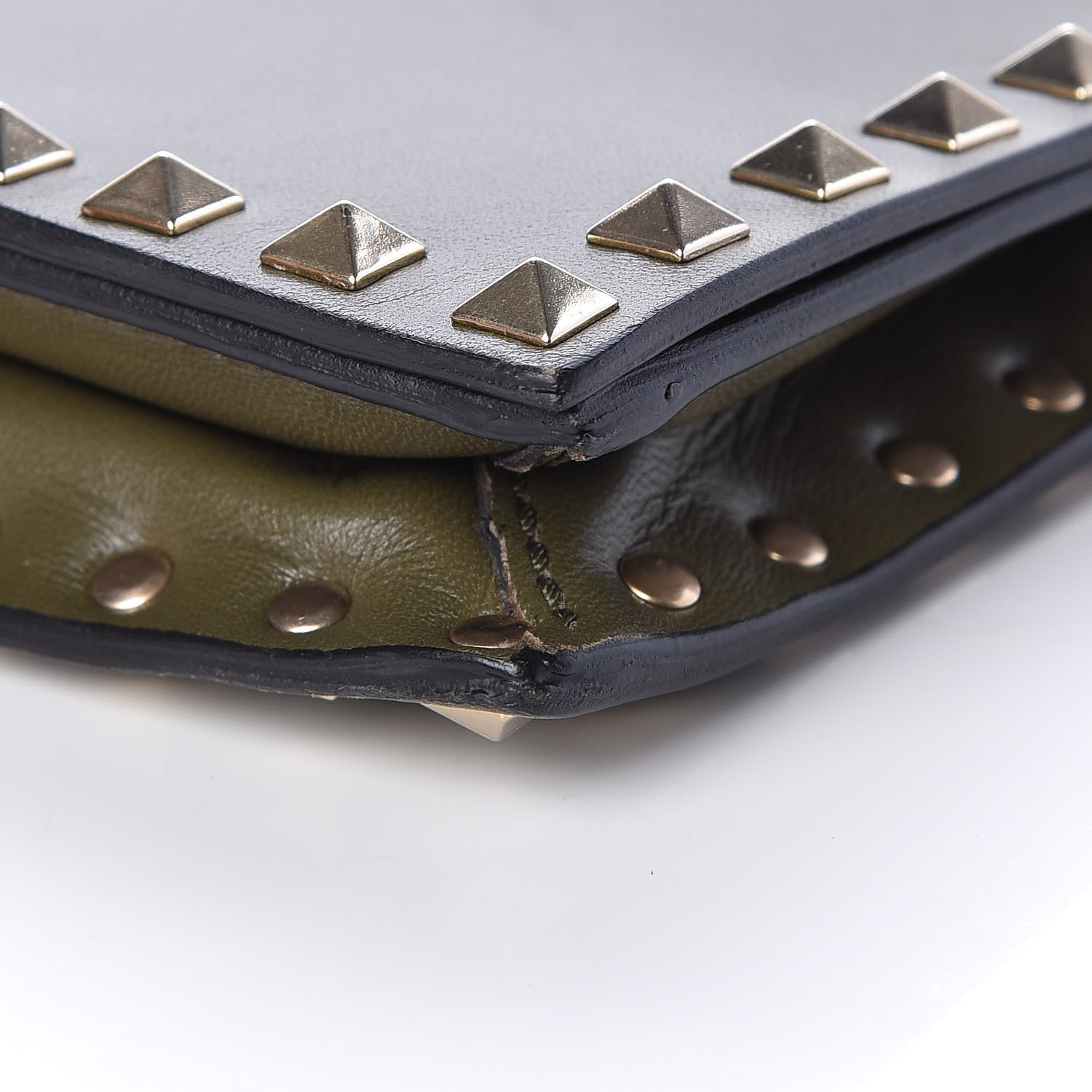 Valentino Garavani Nappa Rockstud Wristlet Clutch Army Green 9 of 12