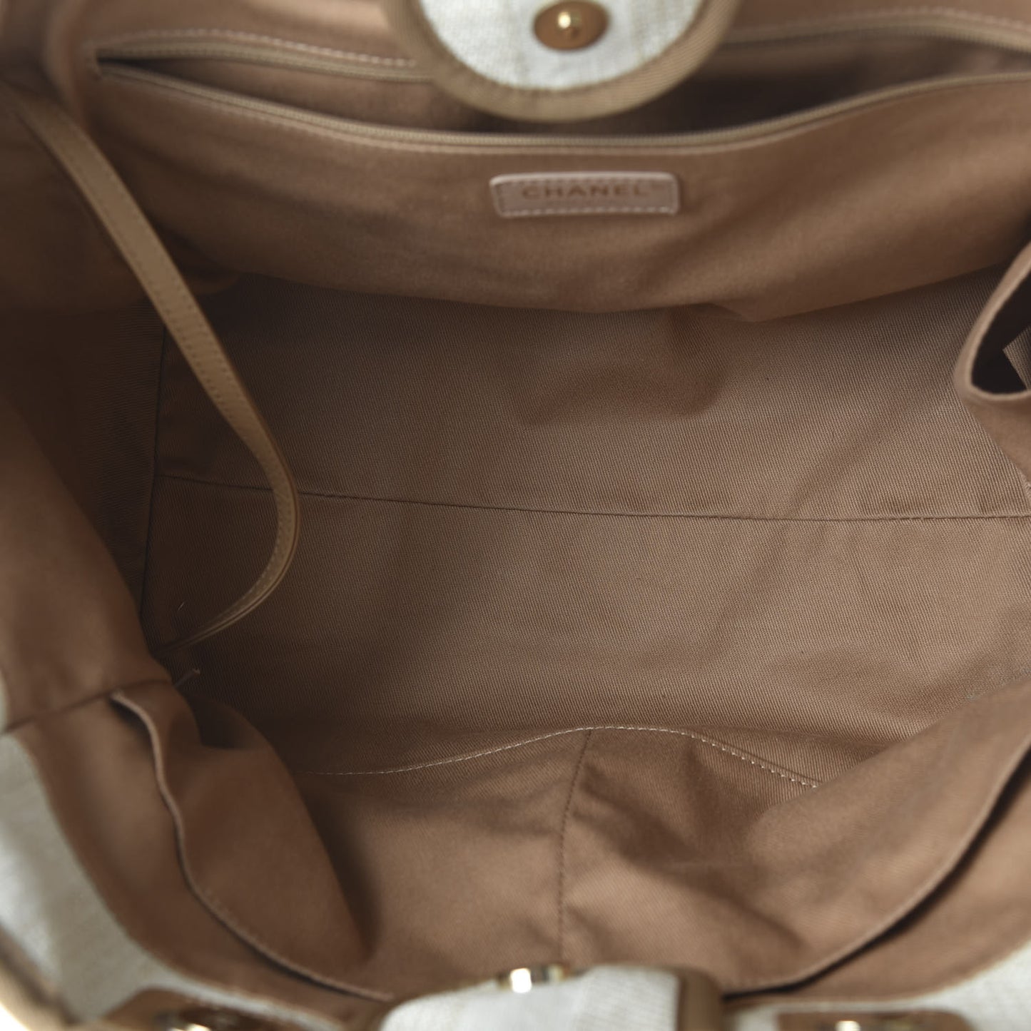 Mixed Fibers Striped Medium Deauville Tote Beige