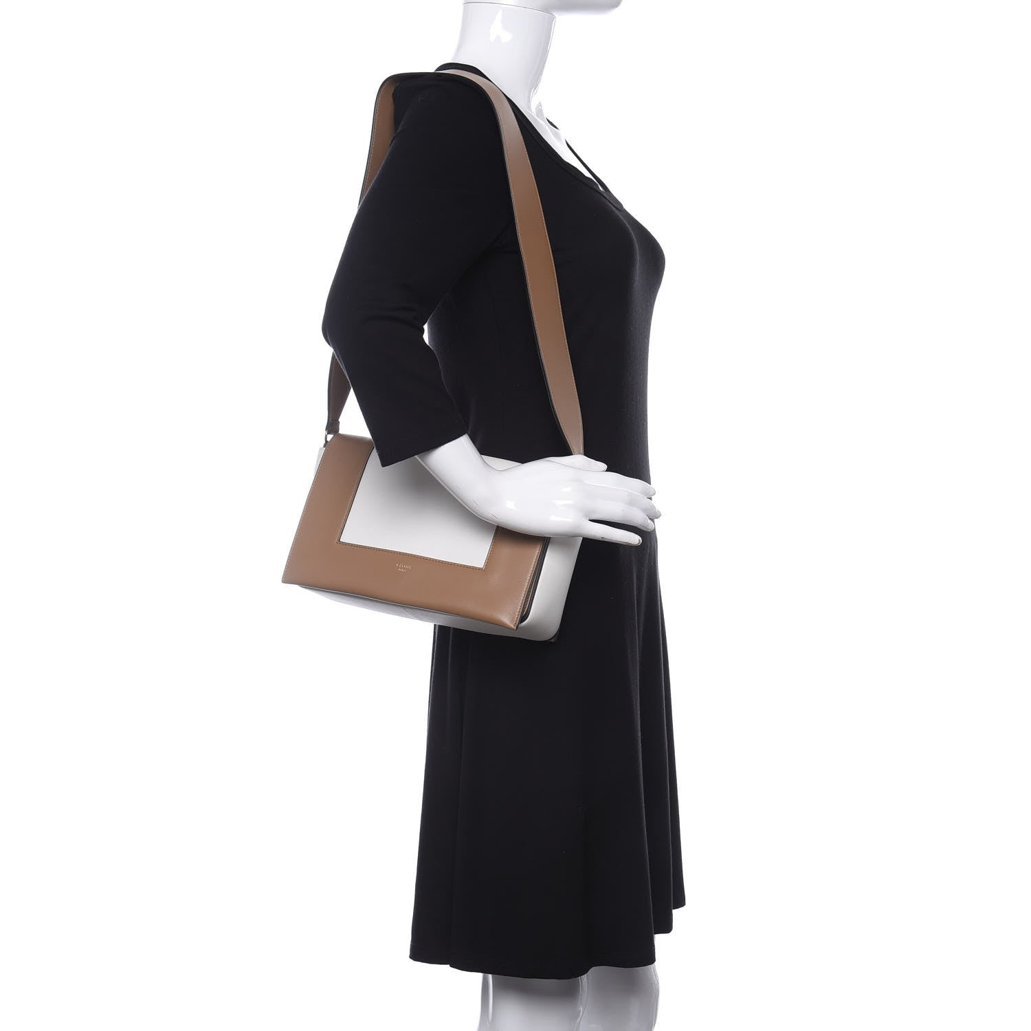 Celine Shiny Smooth Calfskin Medium Frame Shoulder Bag Tan Optic White 2 of 15