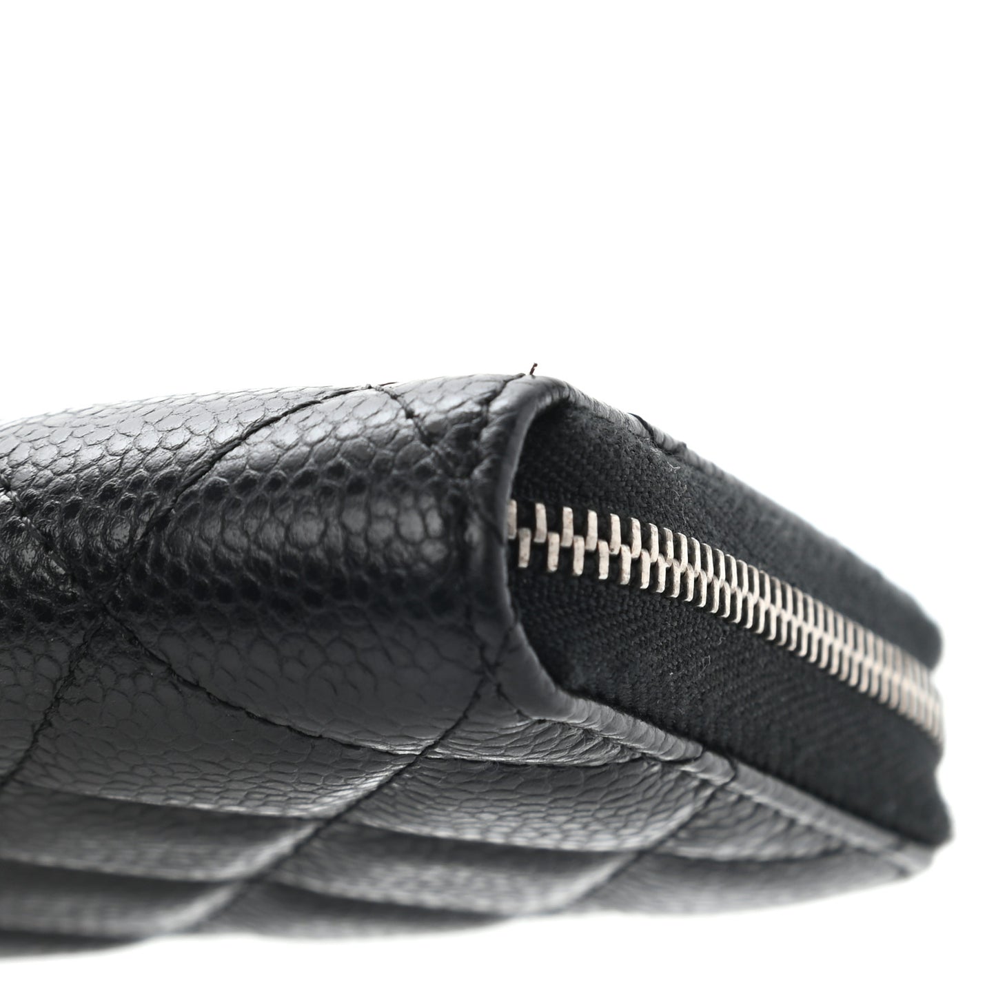 Caviar Quilted Medium Zip Around Wallet Black