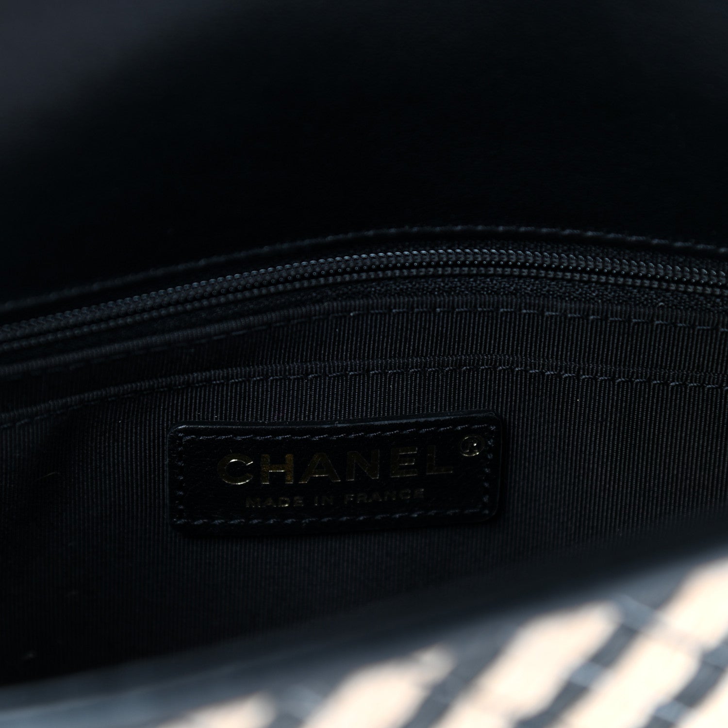 Chanel Raffia Jute Striped Medium Single Flap Black Beige 6 of 11