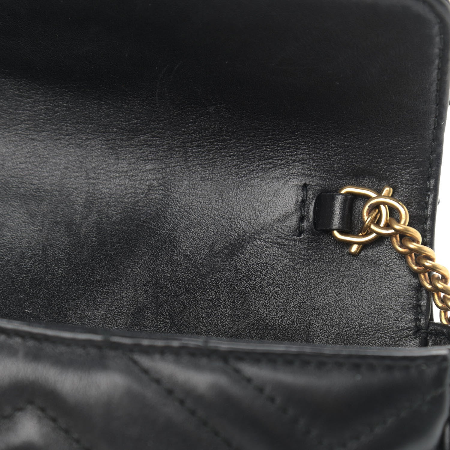 Gucci Calfskin Matelasse Super Mini GG Marmont Shoulder Bag Black 10 of 12