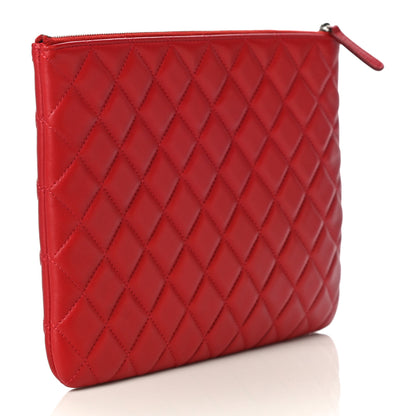 Chanel Lambskin Quilted Medium Cosmetic Case Red 3 of 11