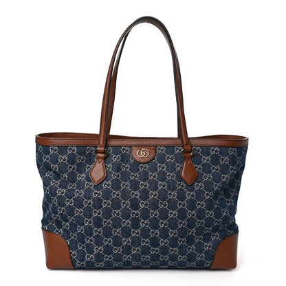 Gucci New Denim GG Monogram Medium Ophidia Shopping Tote Blue Tea Cuir 1 of 9