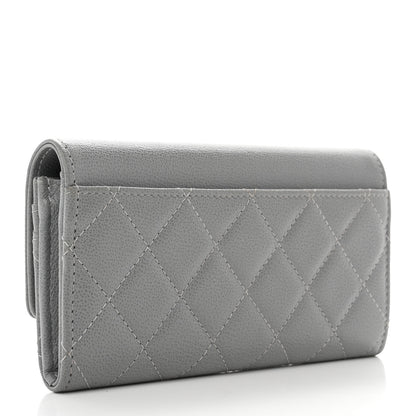 Chanel Grained Calfskin Quilted CC Box Flap Wallet Grey 3 of 8
