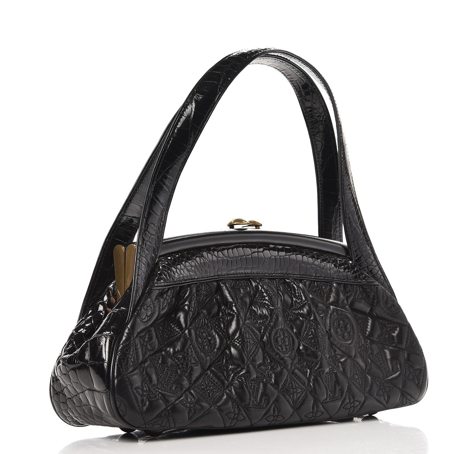 Louis Vuitton Alligator Vienna Sac Fermoir MM Black 3 of 7
