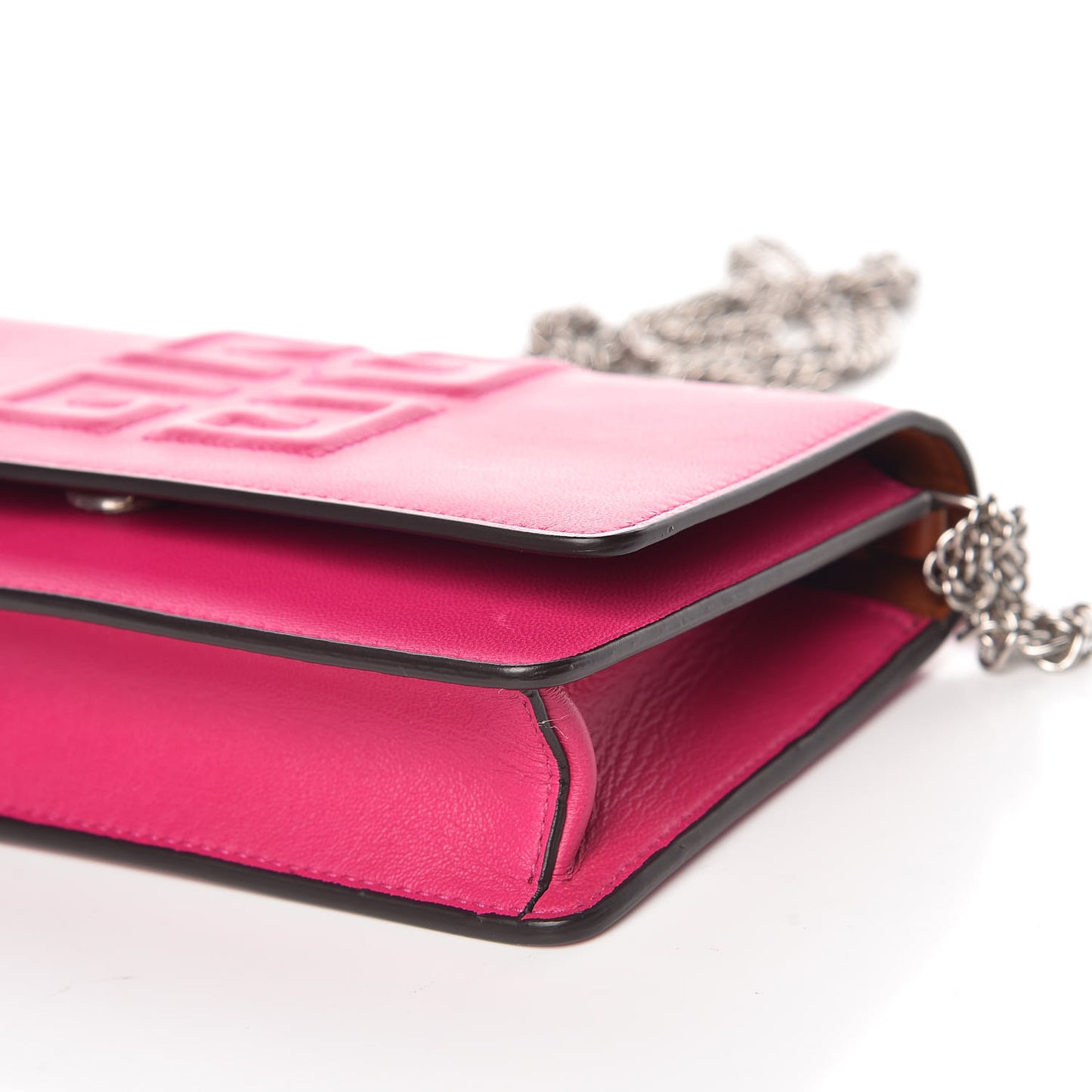 Lambskin Emblem Chain Wallet Cyclamen
