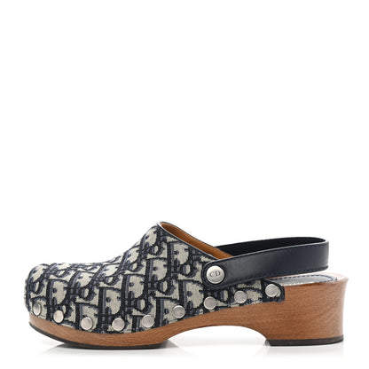 Christian Dior Canvas Oblique Diorquake 20mm Slingback Clogs 38 Deep Blue 1 of 11