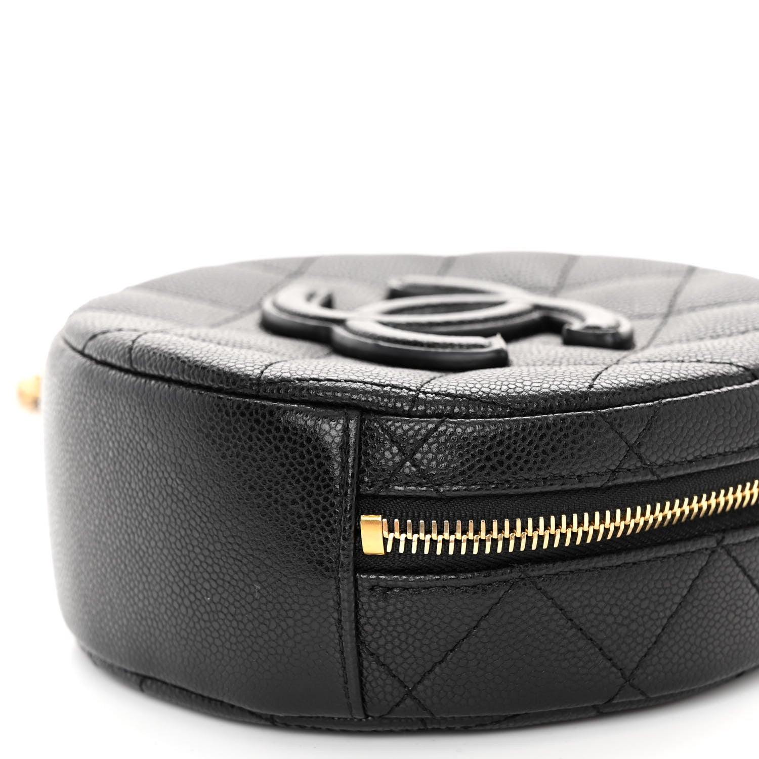 Chanel Caviar Quilted Small Round Vanity With Chain Black 10 of 10