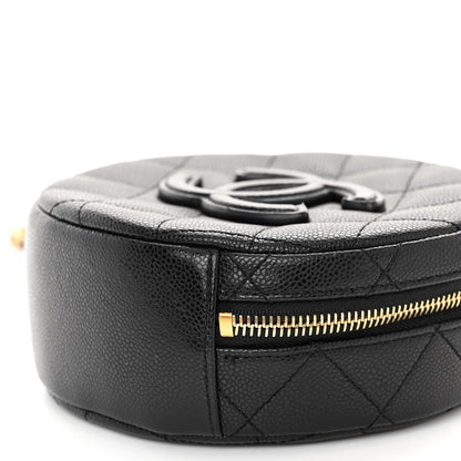 Chanel Caviar Quilted Small Round Vanity With Chain Black 10 of 10