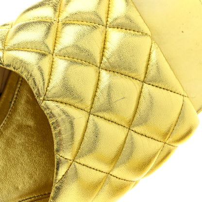 Bottega Veneta Metallic Nappa Reflection Matelasse Padded Kitten Heel Mule Sandals 39 Gold 12 of 13