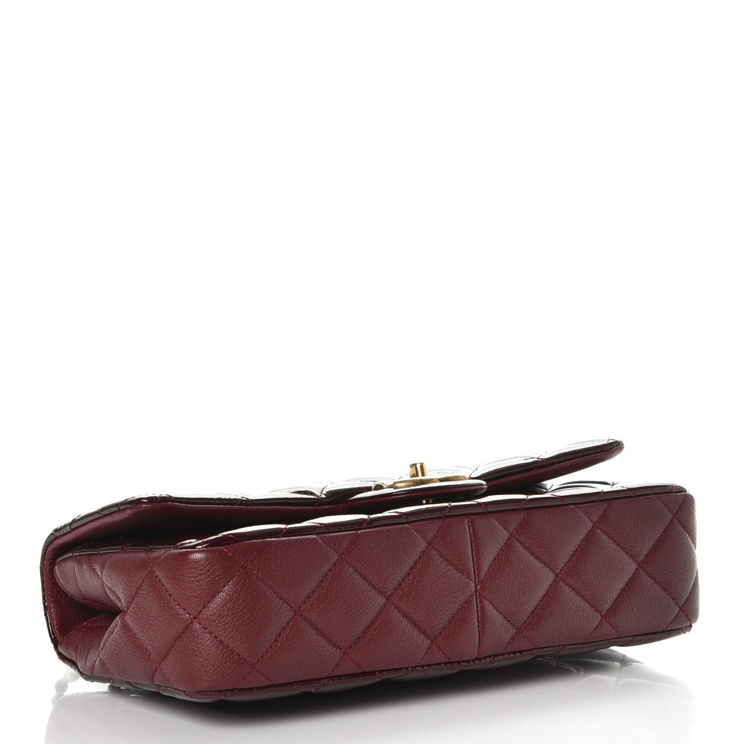 Patent Goatskin Quilted Medium CC Eyelet Flap Burgundy