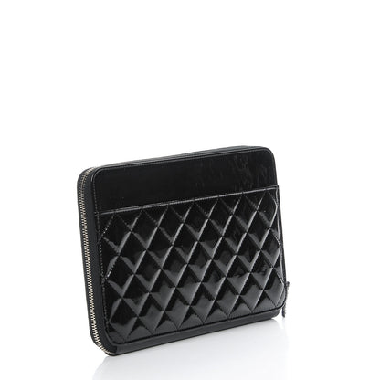 Chanel Patent Calfskin Quilted Zipped Clutch Black 3 of 8