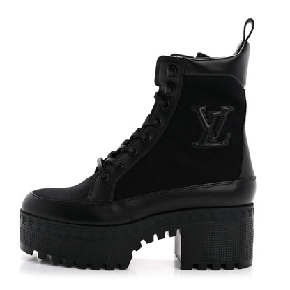 Louis Vuitton Canvas Monogram Laureate Platform Desert Boots 36 Black 1 of 10