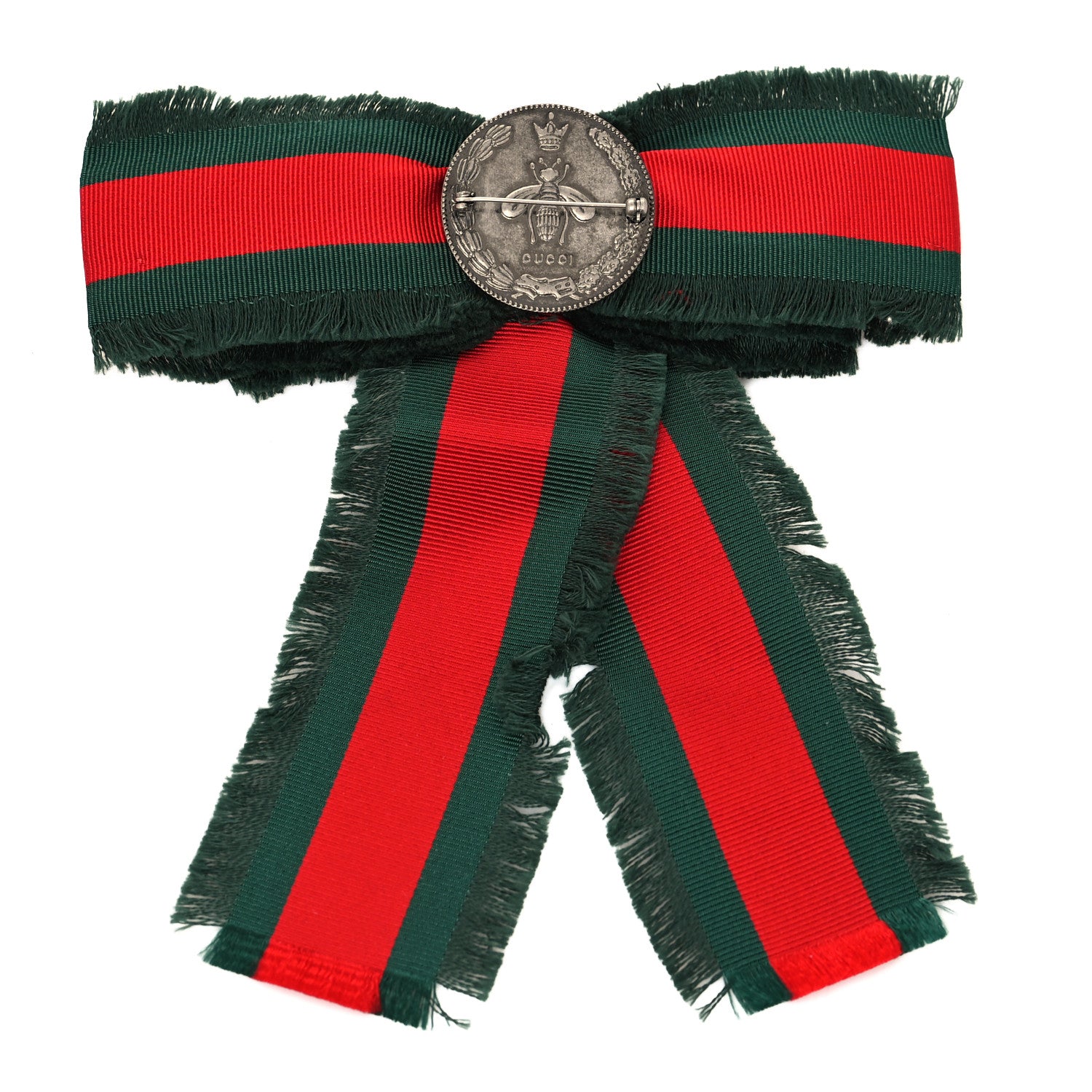 Gucci Grosgrain Web Pearl Crystal Bow Brooch 3 of 4