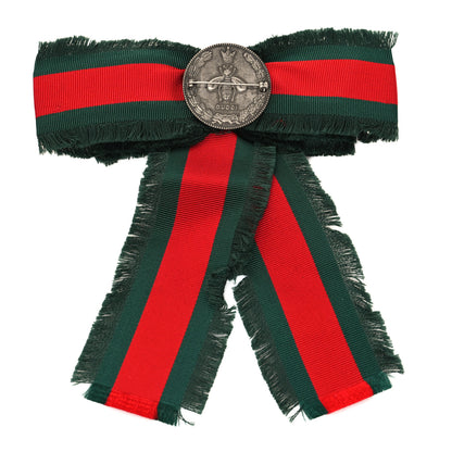 Gucci Grosgrain Web Pearl Crystal Bow Brooch 3 of 4