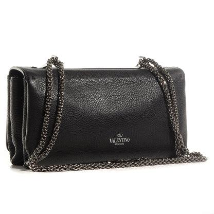Valentino Garavani Pebbled Calfskin Crystal Encrusted Studs Va Va Voom Shoulder Bag Black 3 of 9