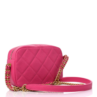 Chanel Shiny Caviar Quilted Chain Melody Camera Bag Fuchsia 3 of 10