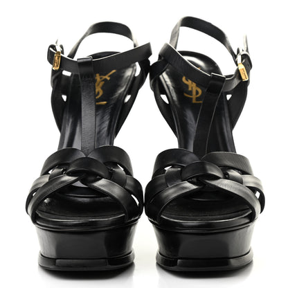 Saint Laurent Calfskin Tribute 105 Platform Sandals 39.5 Black 2 of 8