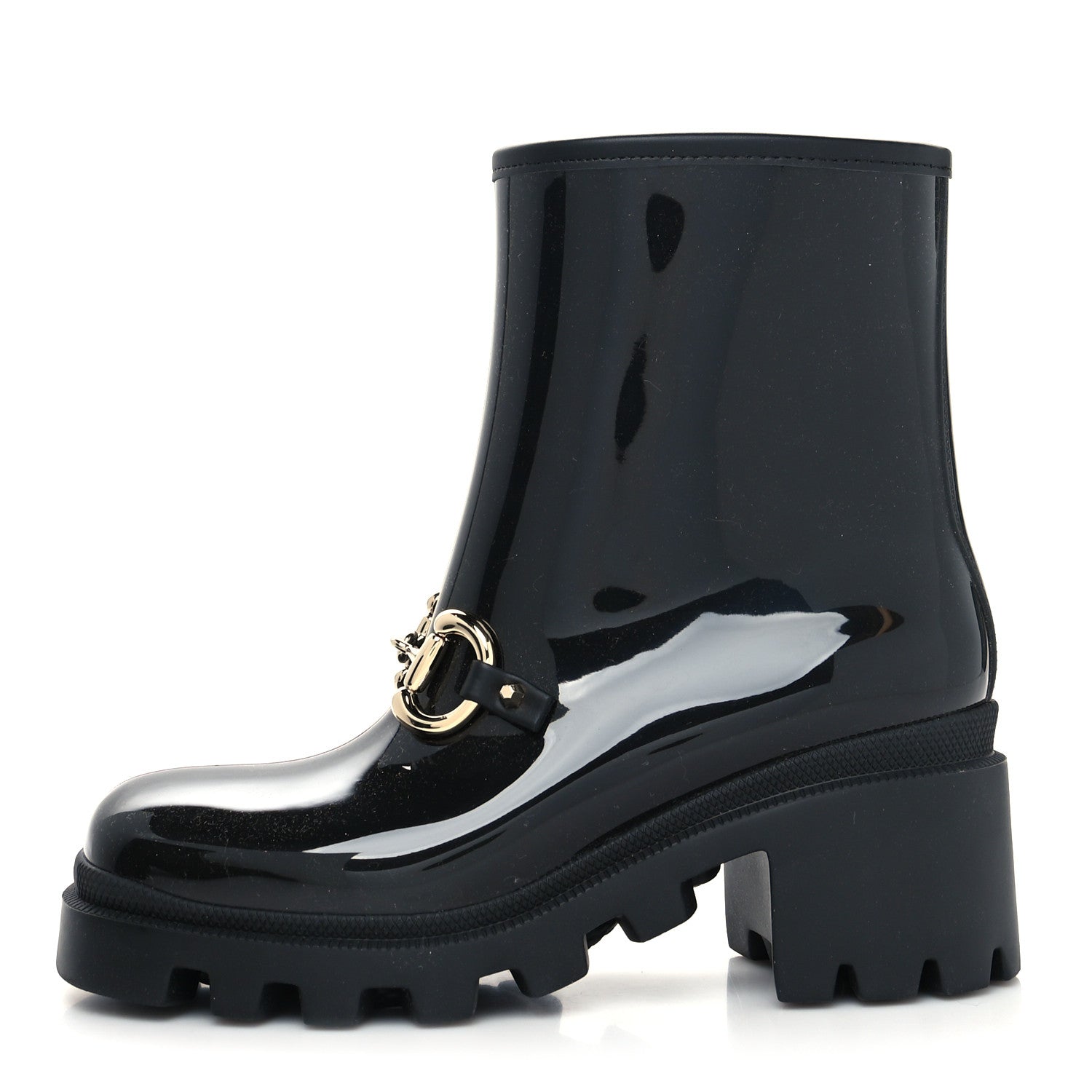 Gucci Rubber Womens Horsebit Ankle Boots 36 Black 1 of 6