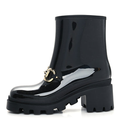 Gucci Rubber Womens Horsebit Ankle Boots 36 Black 1 of 6