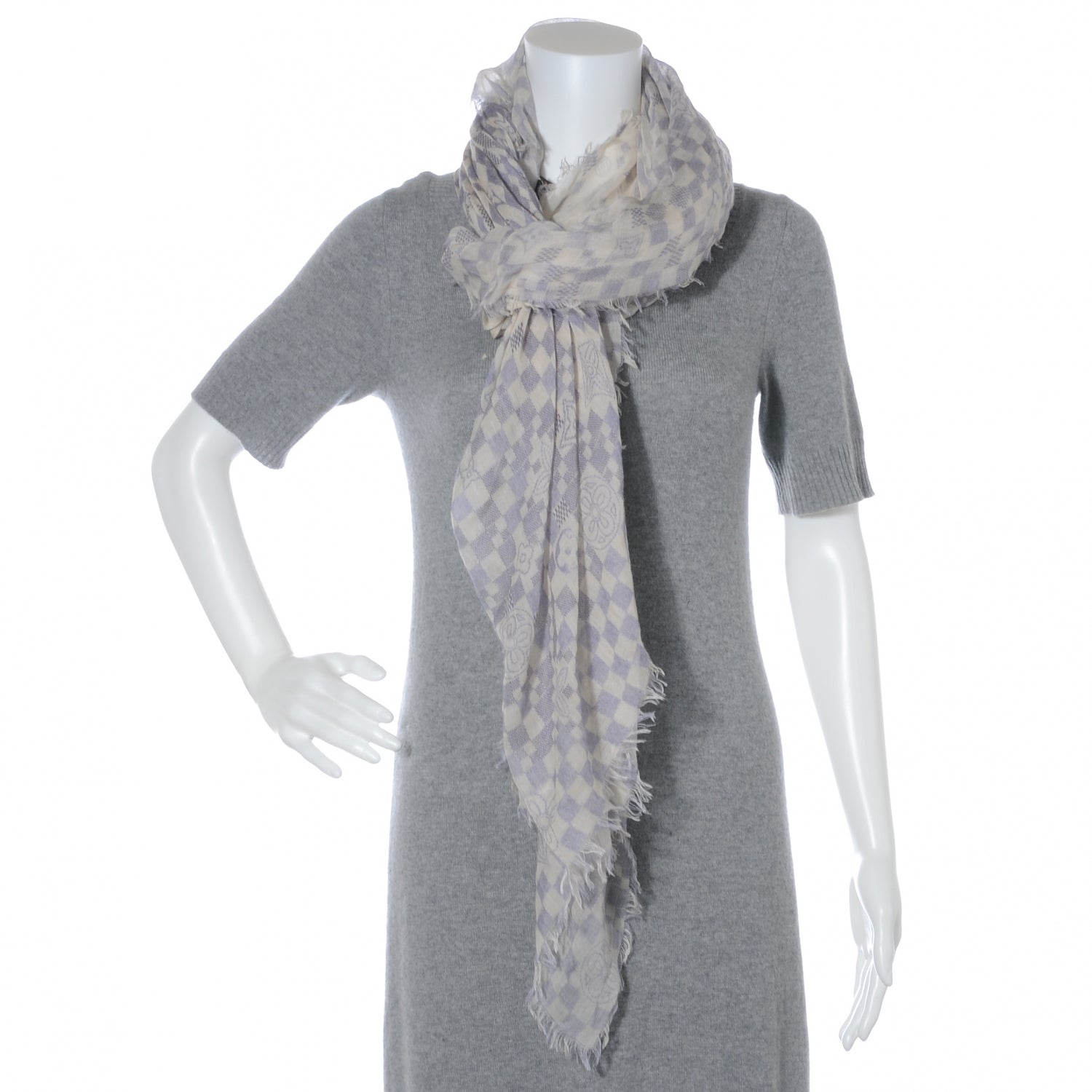 Louis Vuitton Cashmere Silk Damier Azur Stole 4 of 8