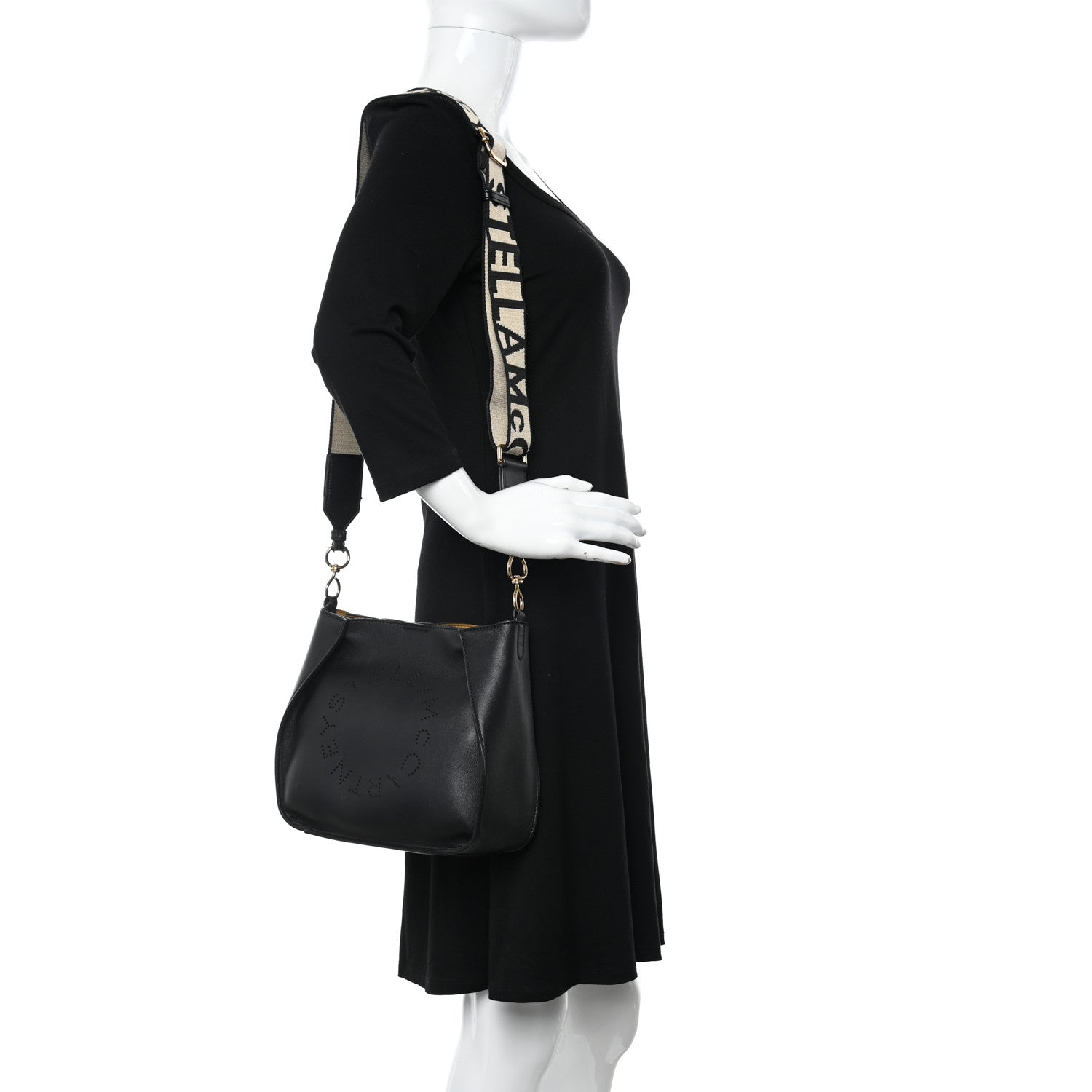 Stella McCartney Eco Alter Nappa Perforated Logo Mini Crossbody Black 2 of 12