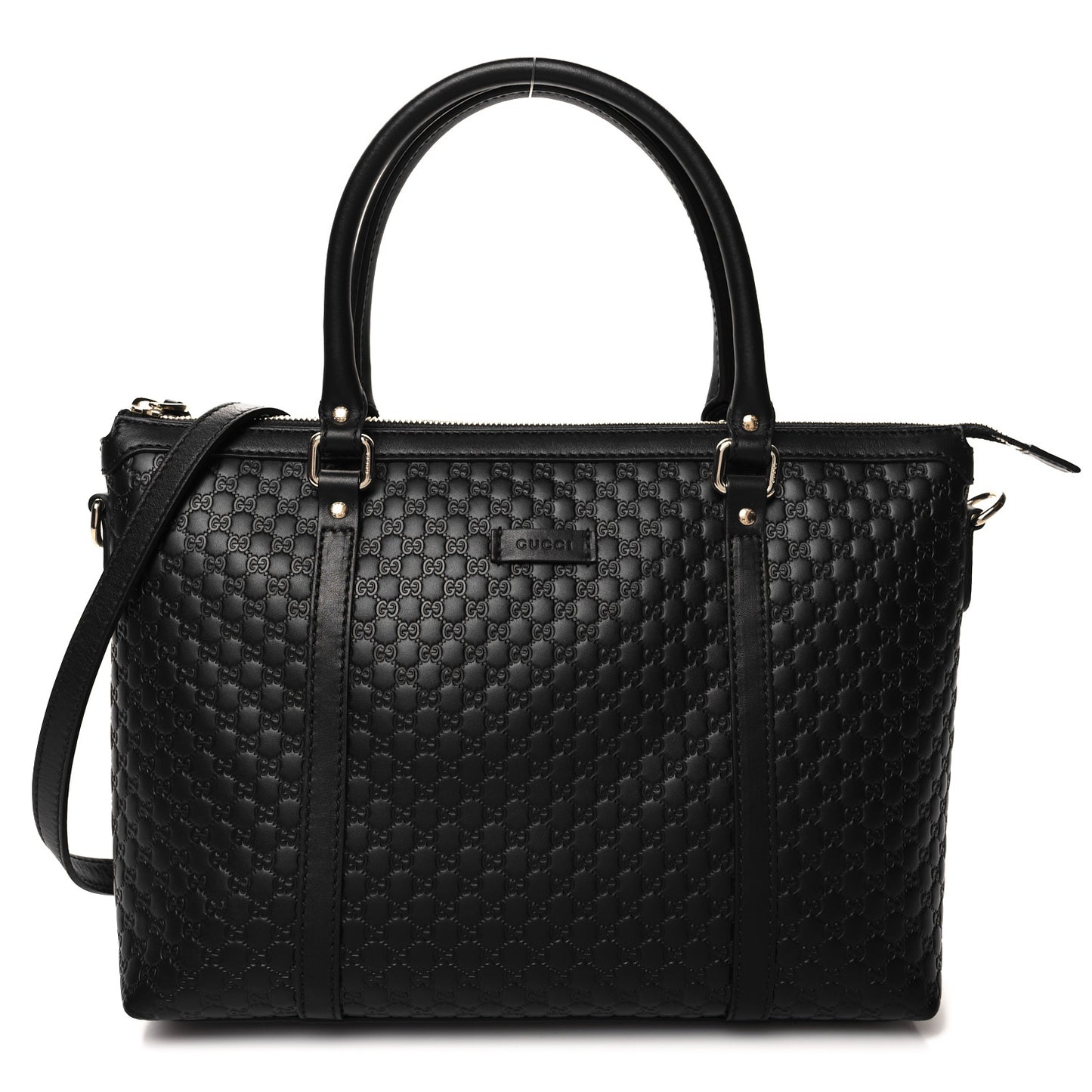 Soft Microguccissima Small Zippered Satchel Black