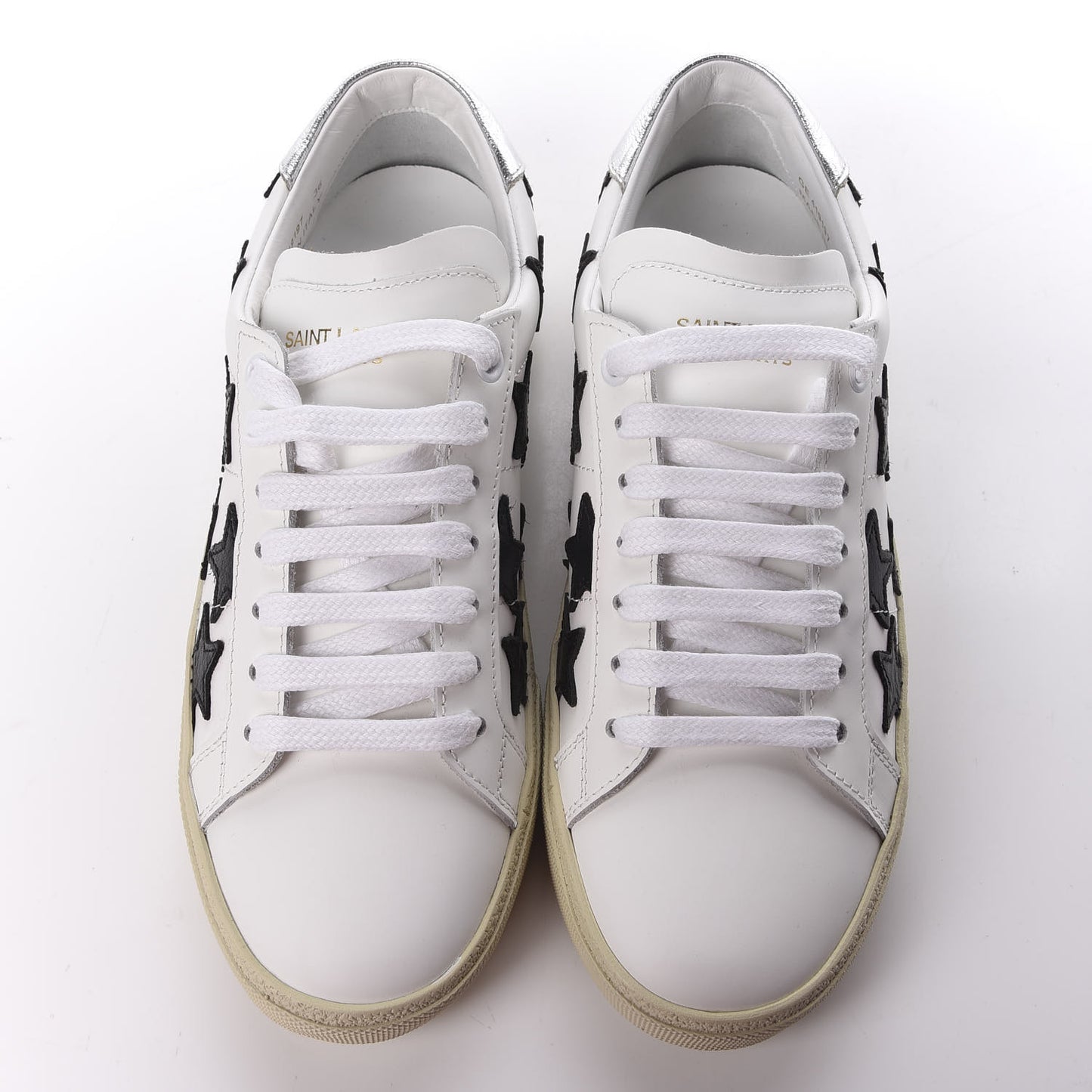Calfskin Star Court Sneakers 36 White Black