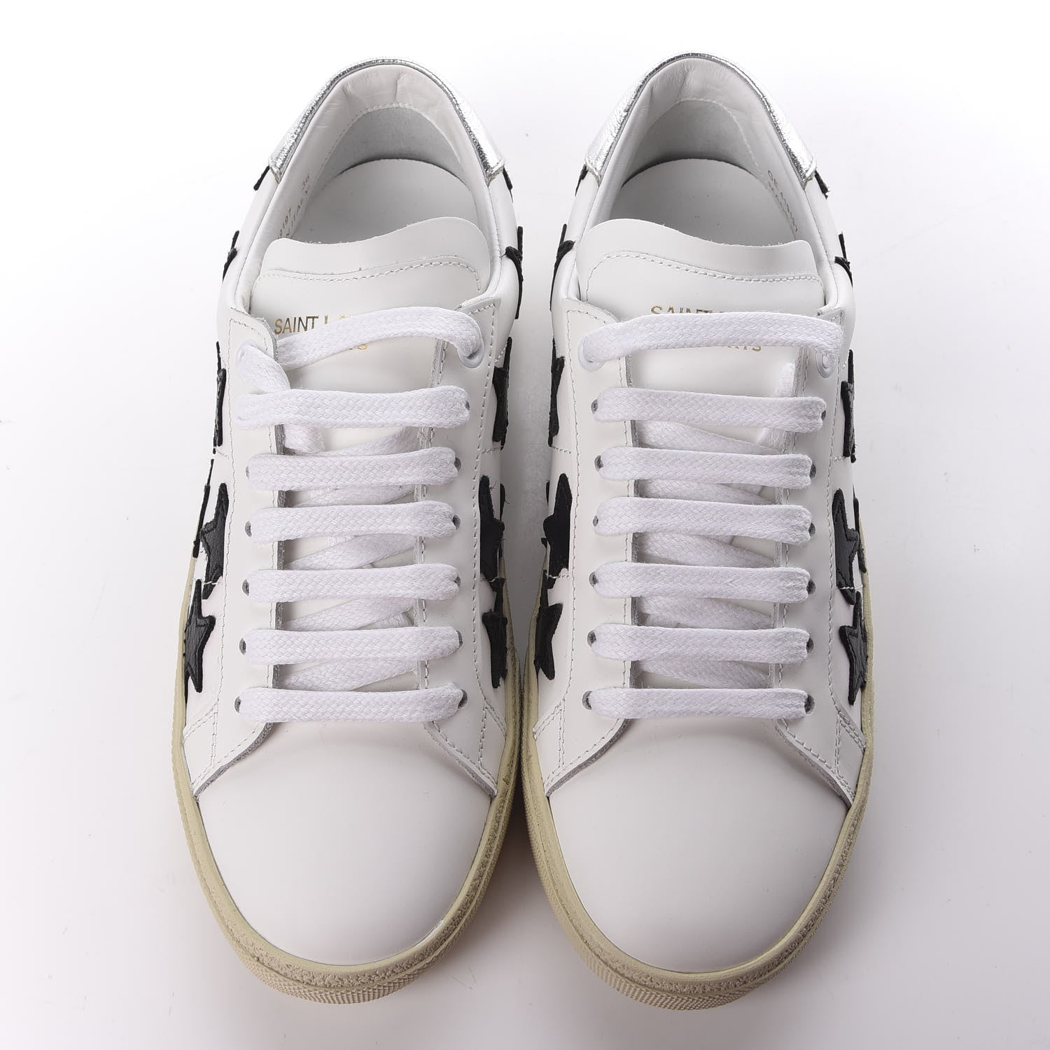 Saint Laurent Calfskin Star Court Sneakers 36 White Black 5 of 11