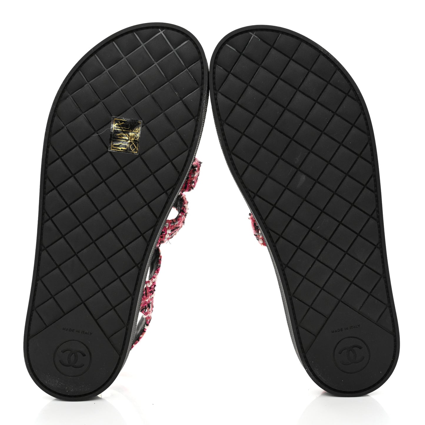 Tweed Pearl Flat Sandals 37.5 Red Black