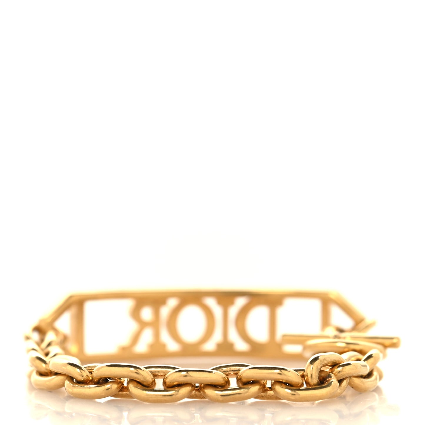 Metal Crystal Logo ID Chain Bracelet Gold