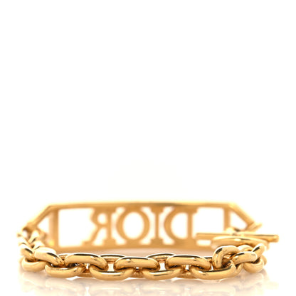 Christian Dior Metal Crystal Logo ID Chain Bracelet Gold 3 of 3