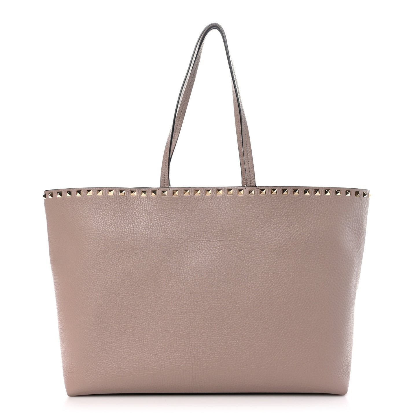 Grained Calfskin Small Rockstud Shoulder Tote Poudre