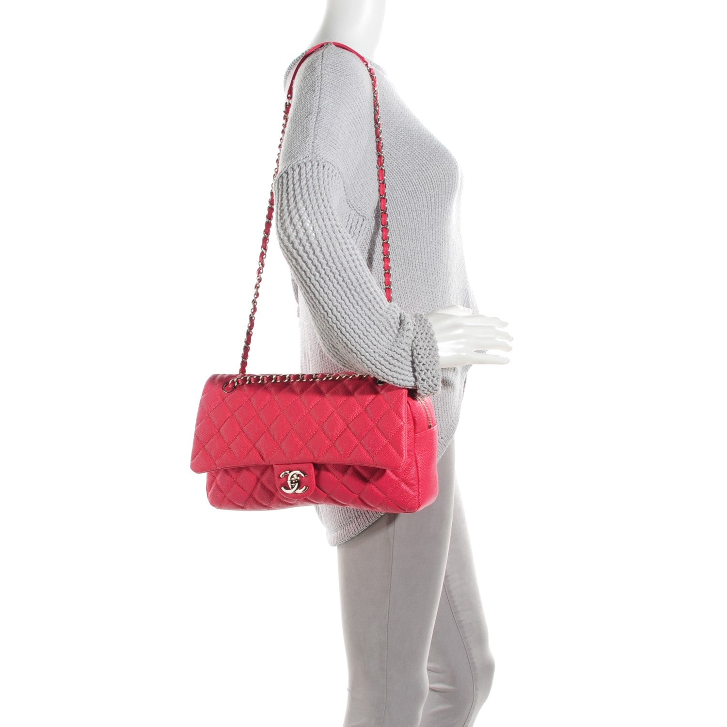 Chanel Caviar Quilted Jumbo Easy Flap Pink 2 of 8