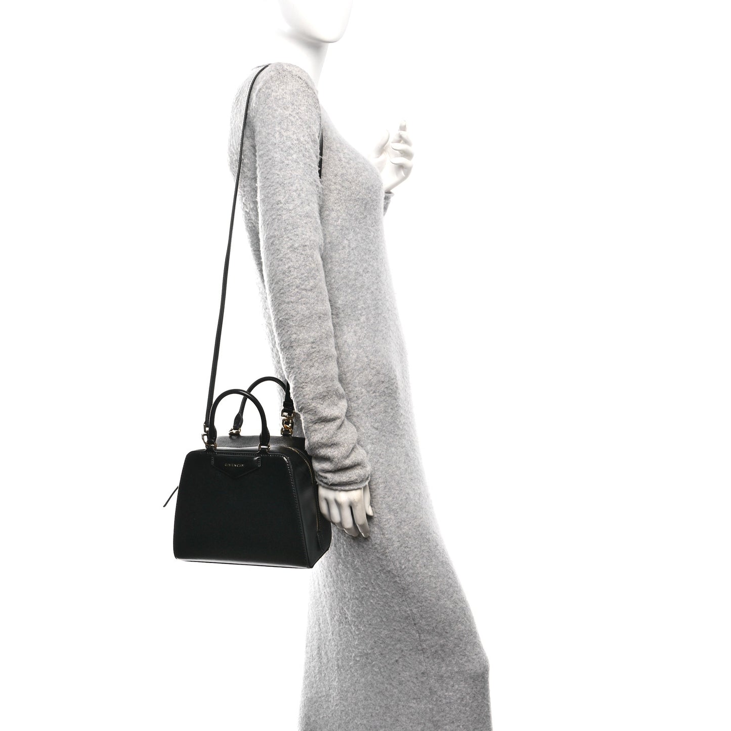 Tumbled Buffalo Mini Antigona Cube Bag Black
