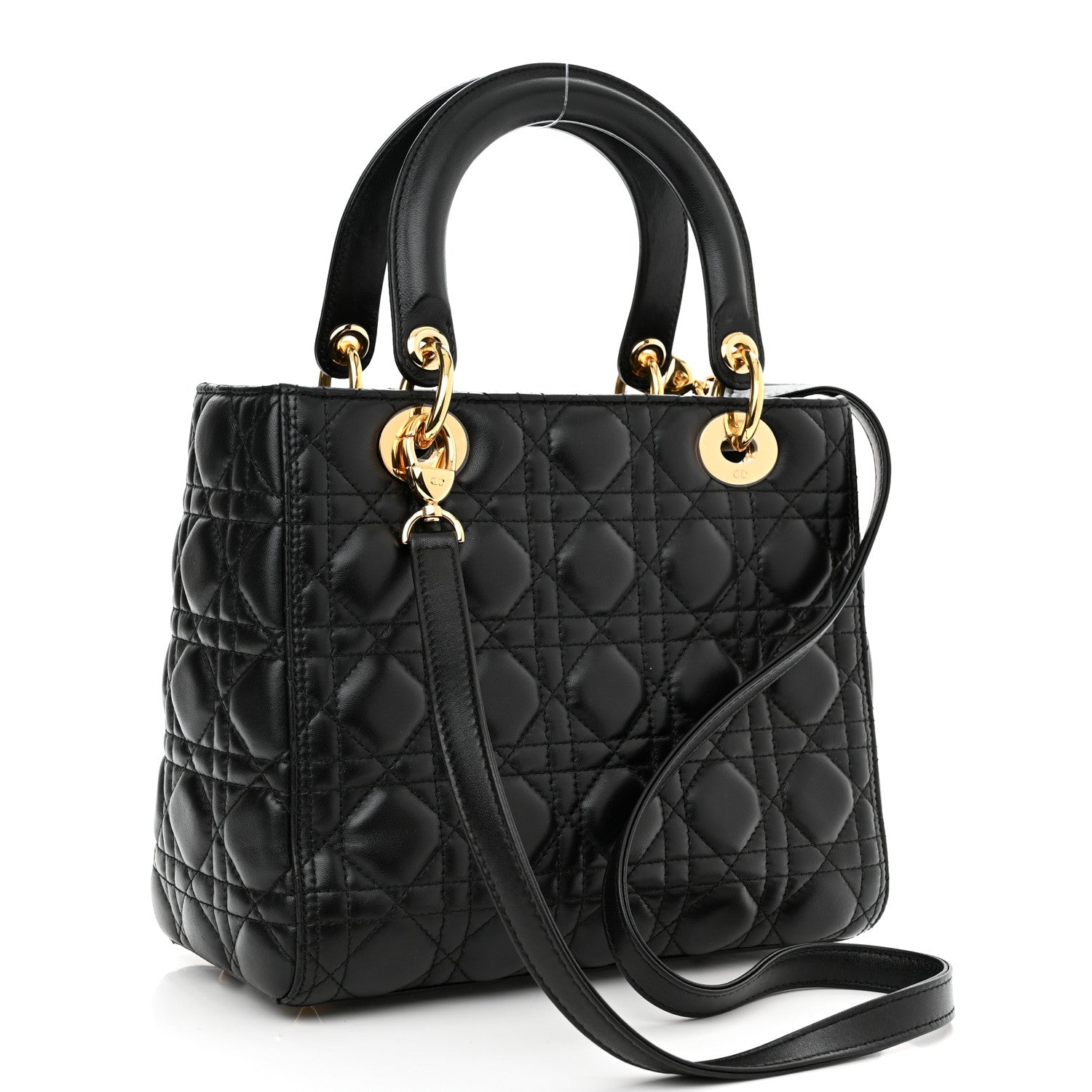 Christian Dior Lambskin Cannage Medium Lady Dior Black 3 of 11