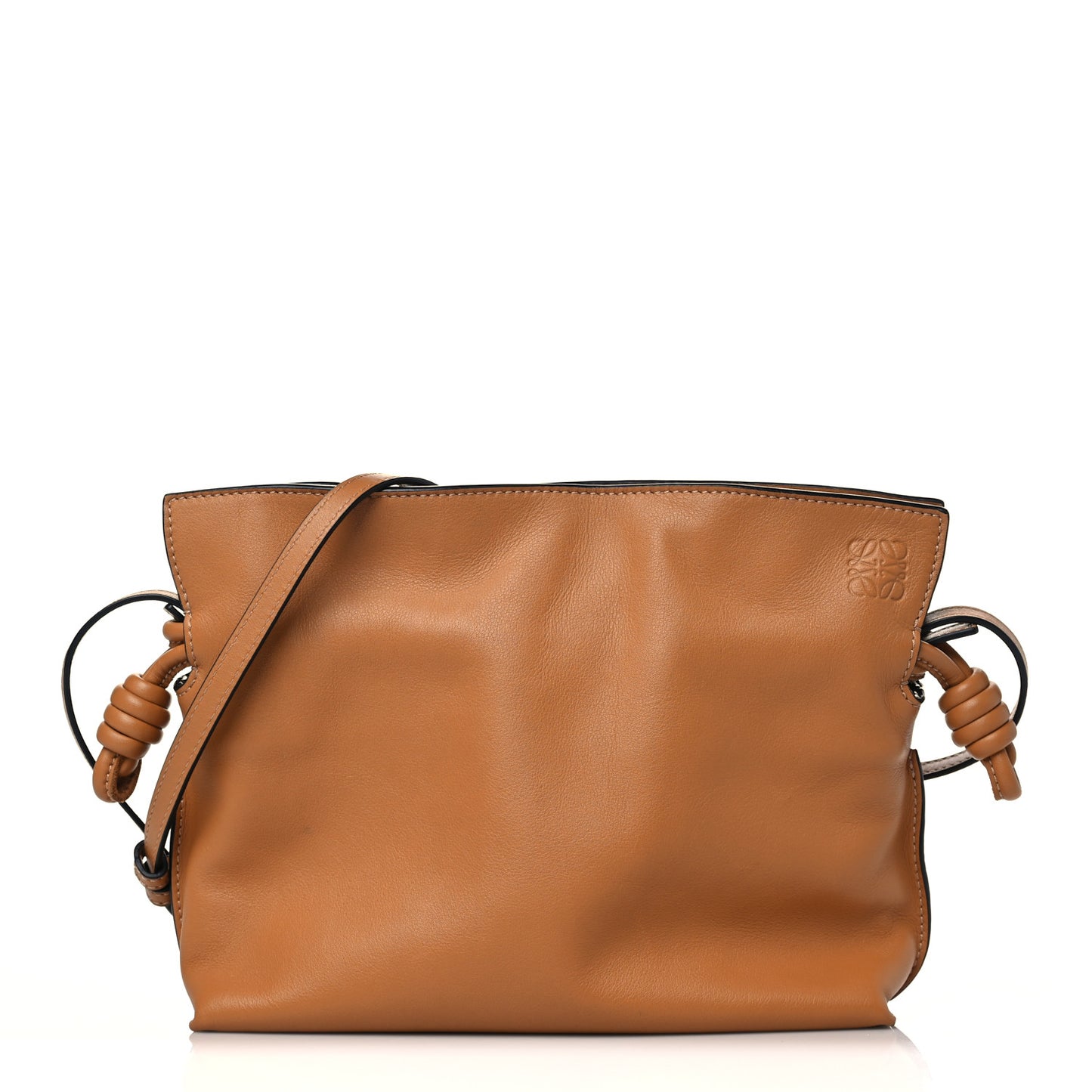 Calfskin Mini Flamenco Knot Clutch Warm Desert