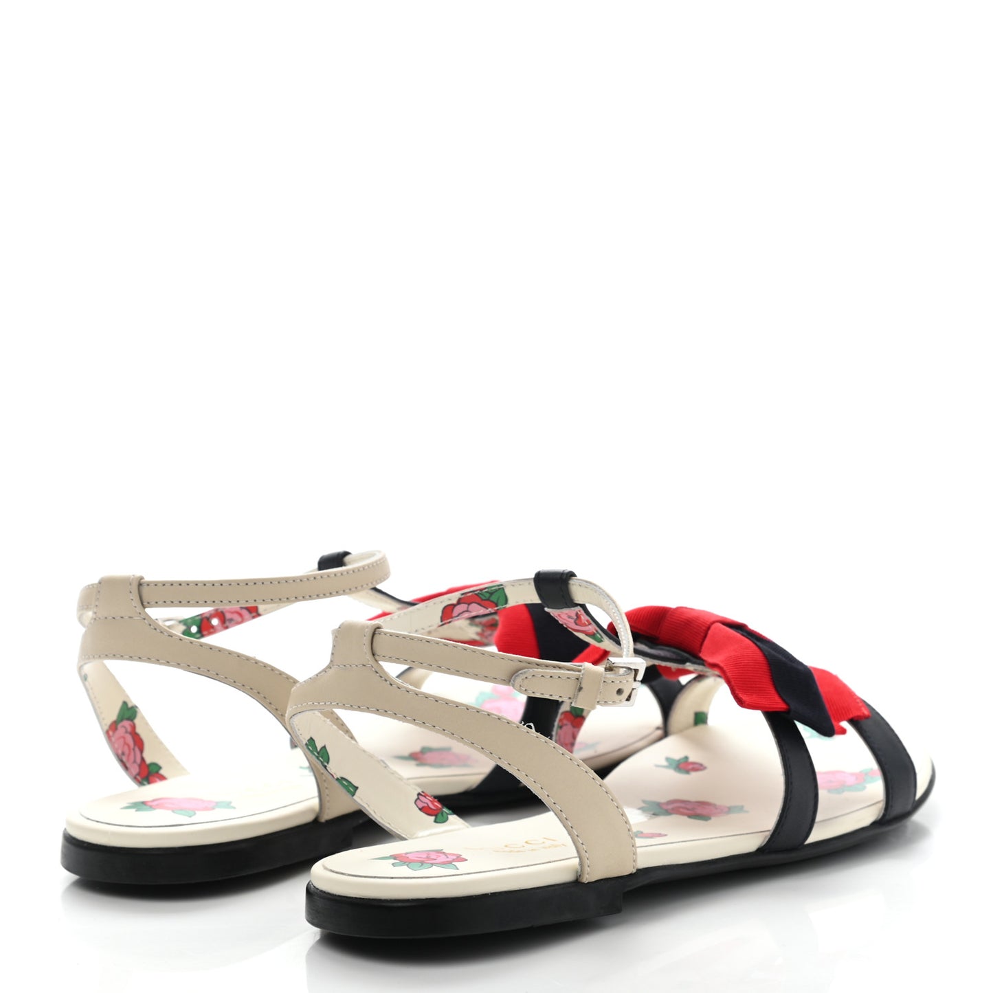 Calfskin Web Bow Children's Sandals 35 White