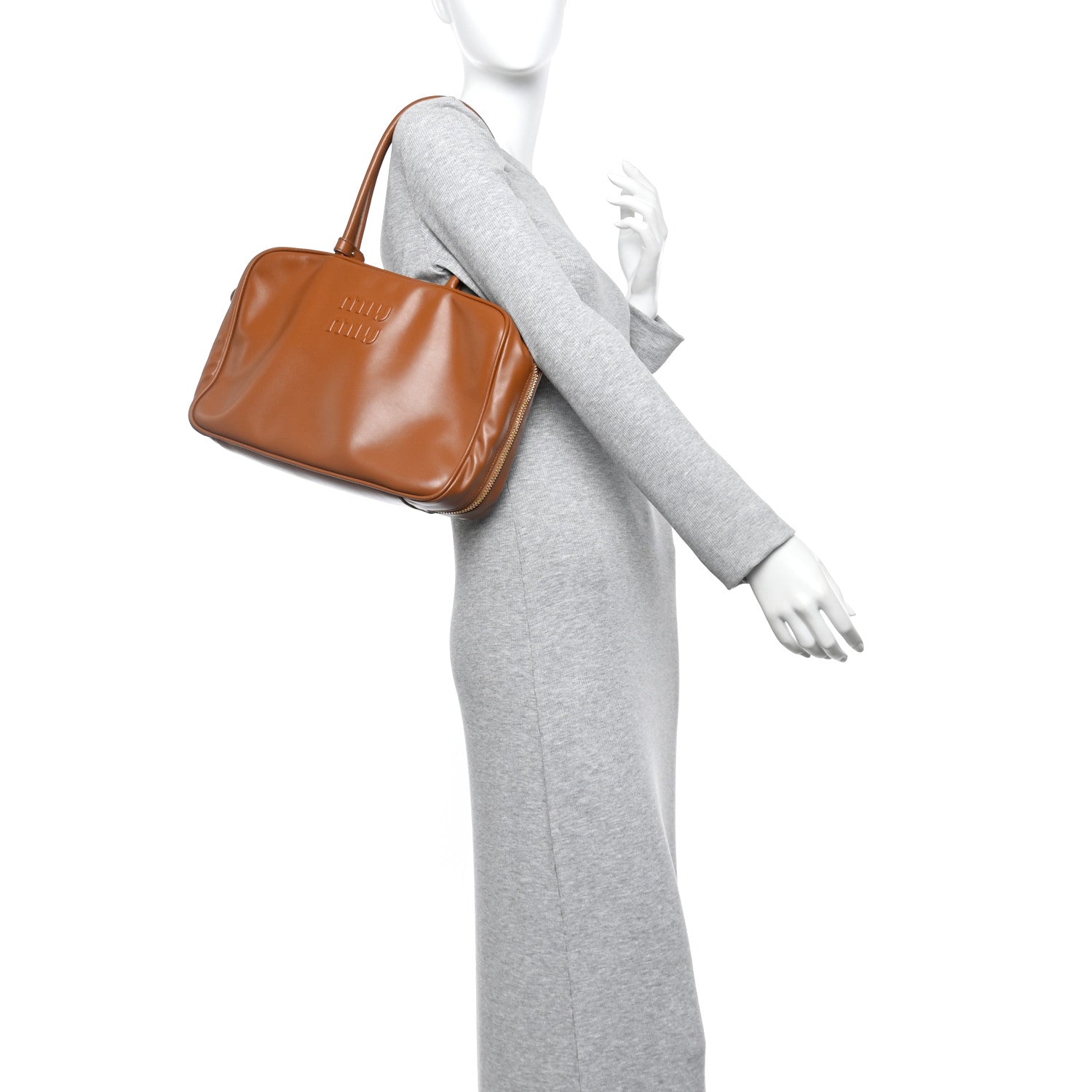 Miu Miu Soft Calf Softy Large Beau Top Handle Bag Cognac 2 of 13