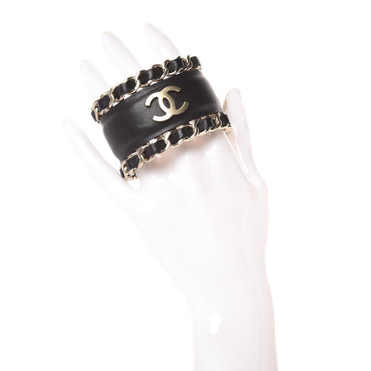 Chanel Lambskin Chain CC Cuff Black Gold 2 of 6