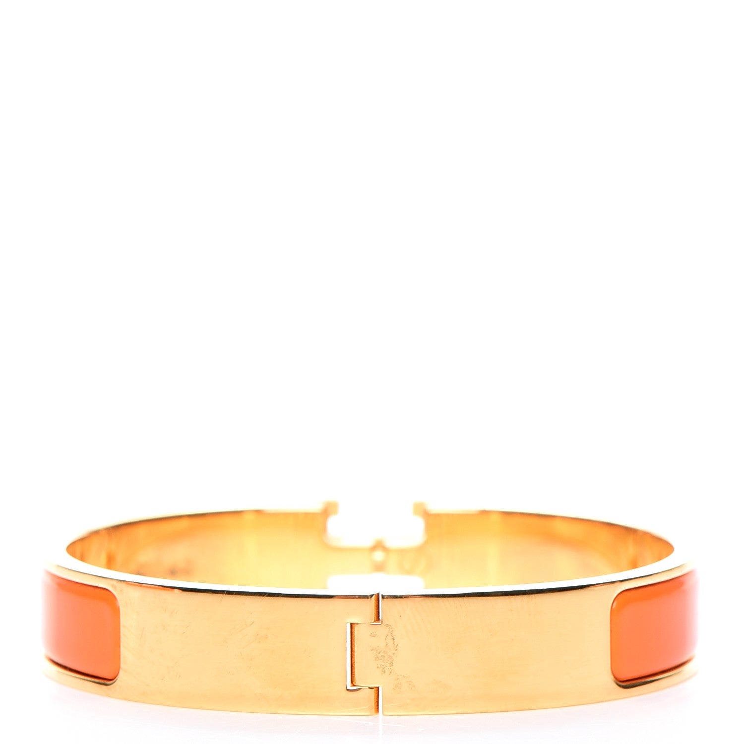 Hermes Enamel Narrow Clic Clac H Bracelet GM Orange 3 of 6