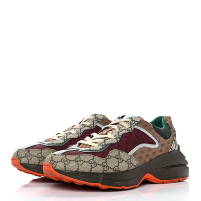 Gucci GG Supreme Monogram Mix Monogram Womens Rhyton Sneakers 42 Bordeaux Beige Ebony 3 of 8