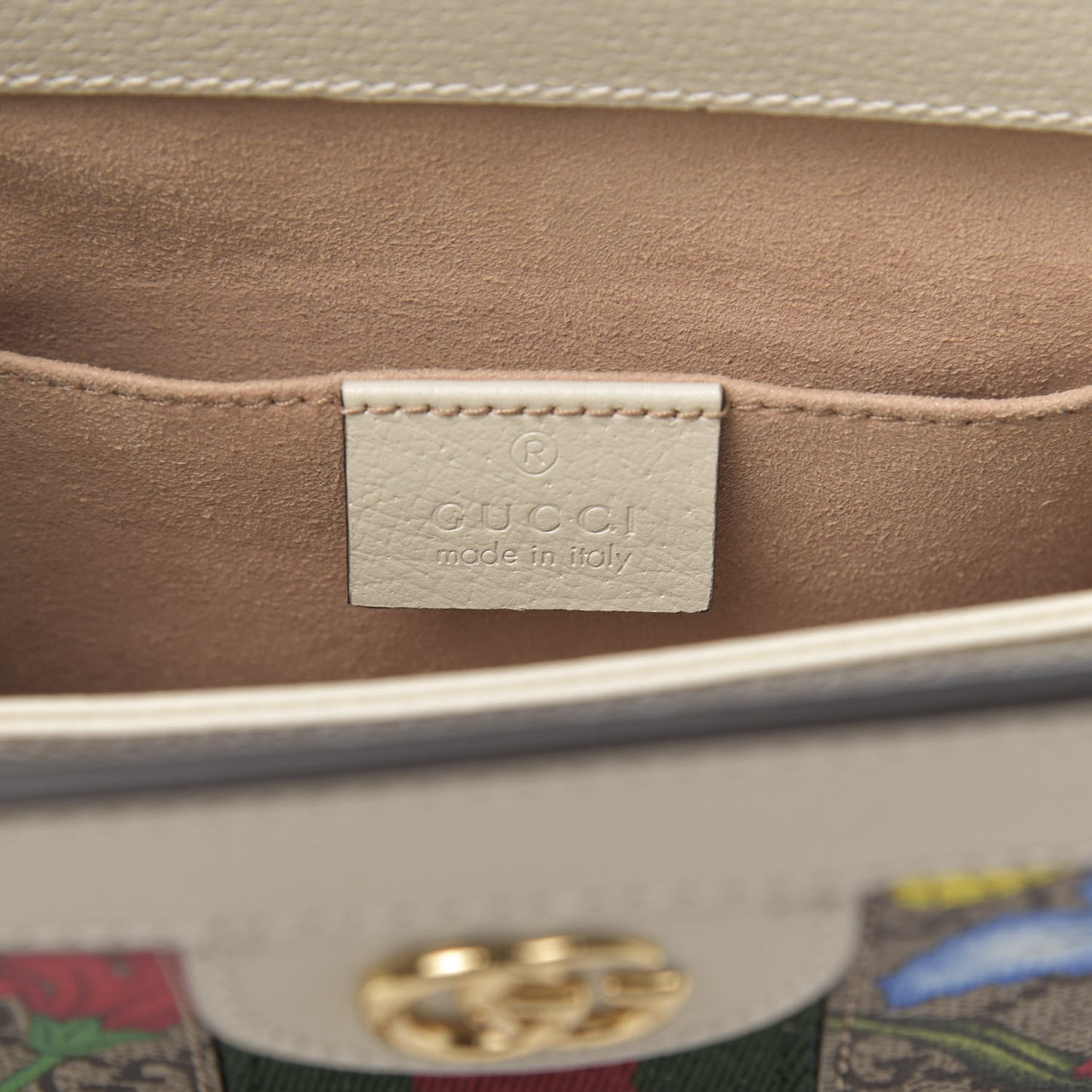 GG Supreme Monogram Flora Web Small Ophidia Chain Shoulder Bag White