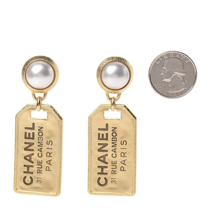 Chanel Pearl CC Tags Drop Earrings Gold 2 of 5