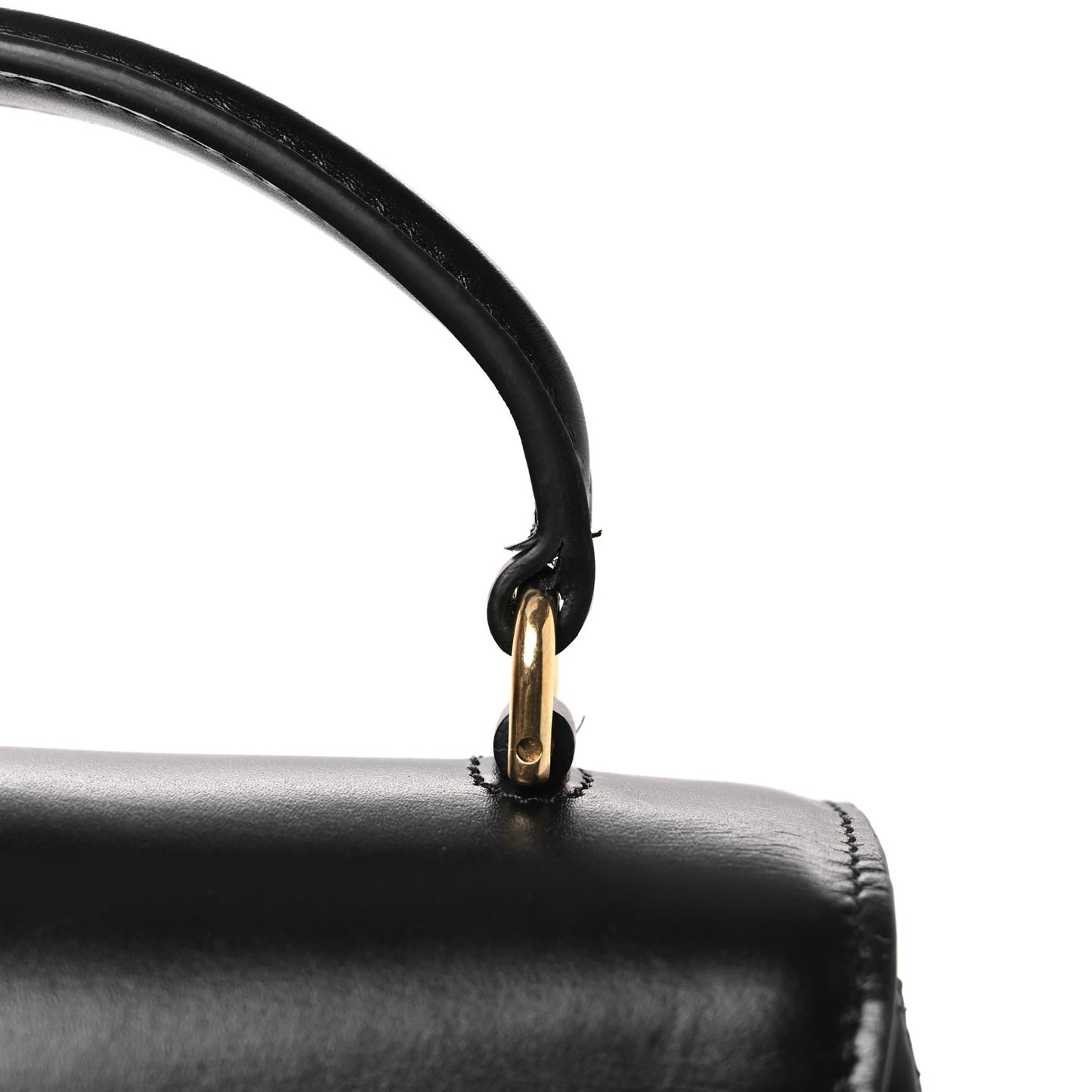 Satinated Calfskin Mini 16 Top Handle Bag Black