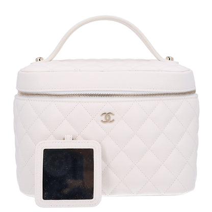 Chanel Caviar Quilted Large Vanity Pouch White 3 of 10