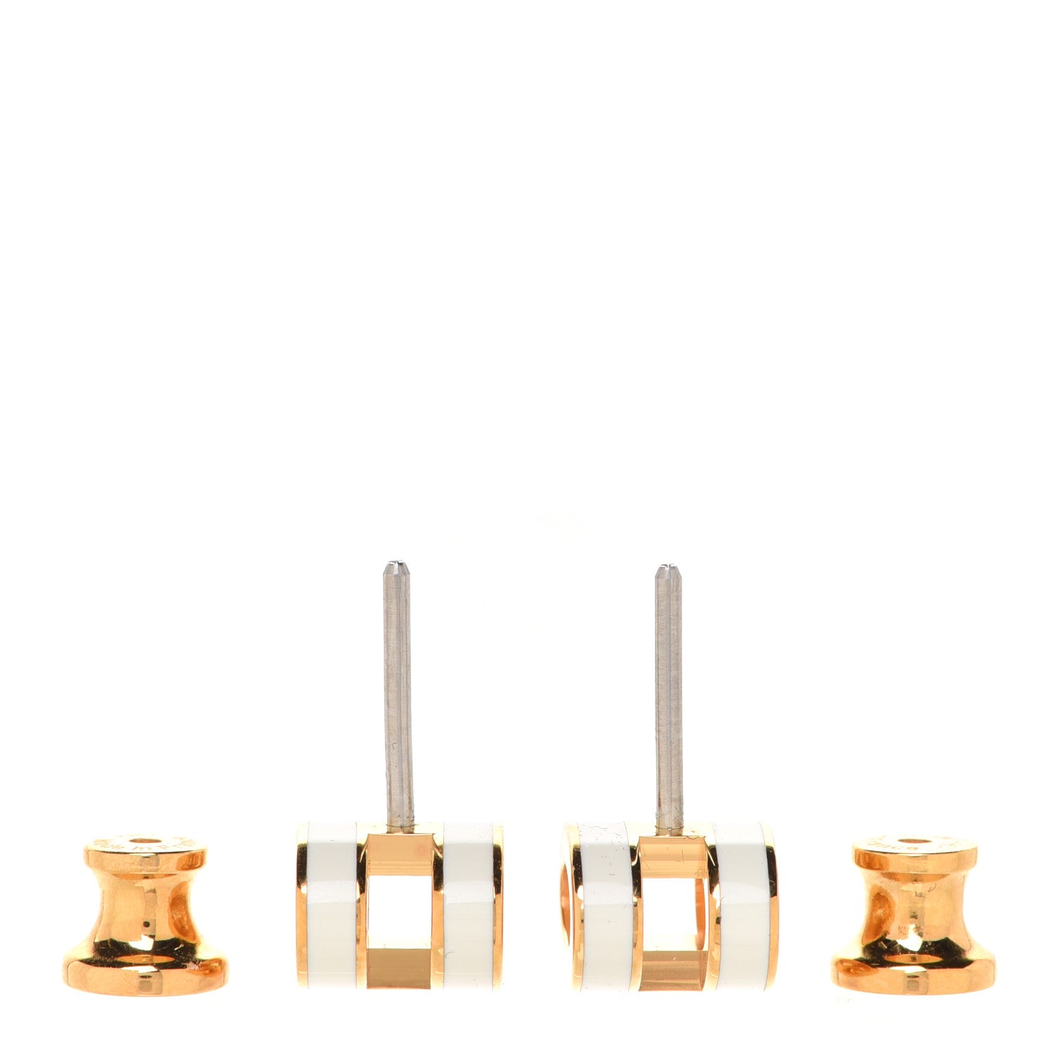 Hermes Gold Lacquered Mini Pop H Earrings White 3 of 7