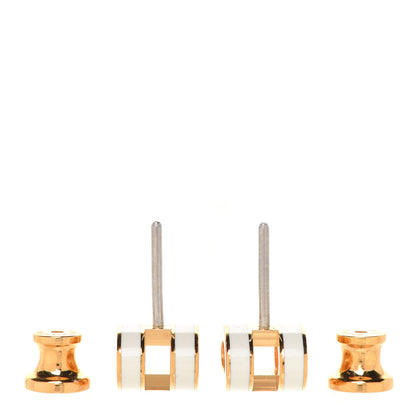 Hermes Gold Lacquered Mini Pop H Earrings White 3 of 7